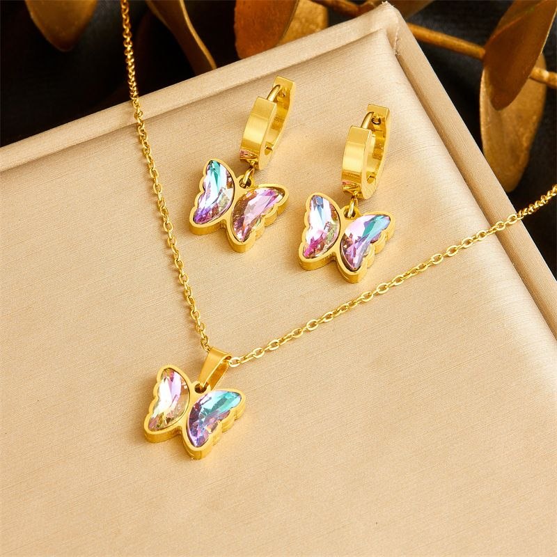 Butterfly Amethyst Pendant Set